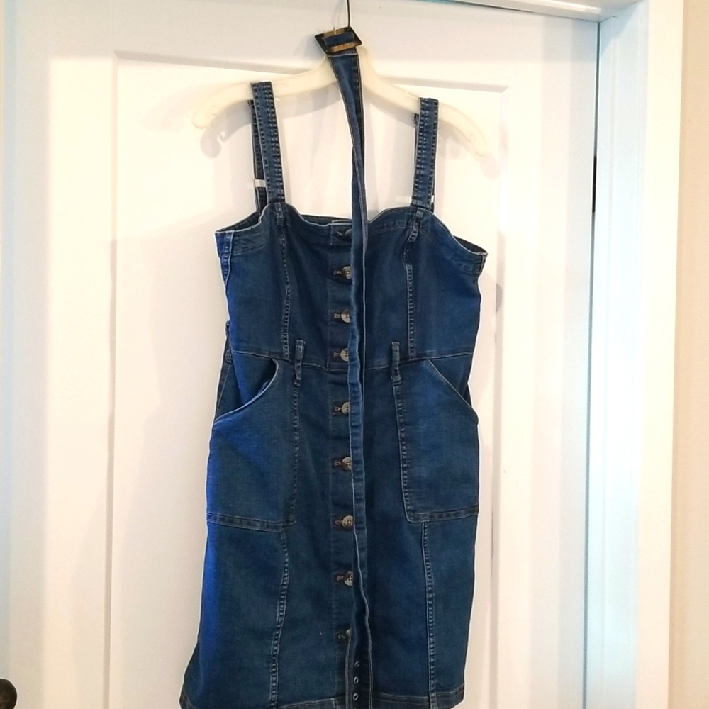 Divided by H&M Blue Denim Belted Jeans Dress Size L